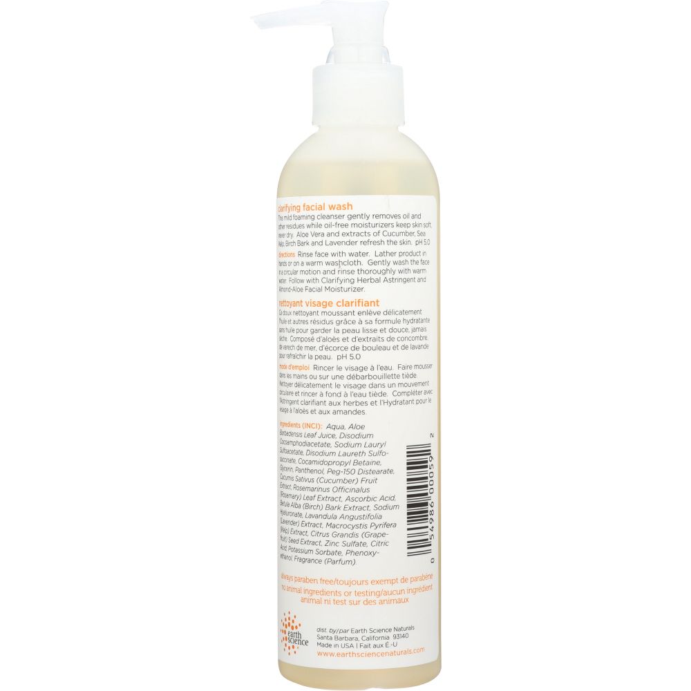 EARTH SCIENCE: Clarifying Facial Wash, 8 oz