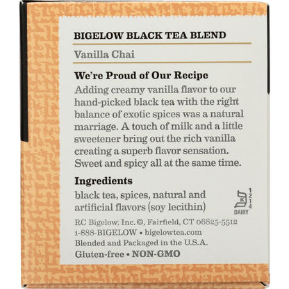 BIGELOW: Vanilla Chai Black Tea 20 Tea Bags, 1.64 oz