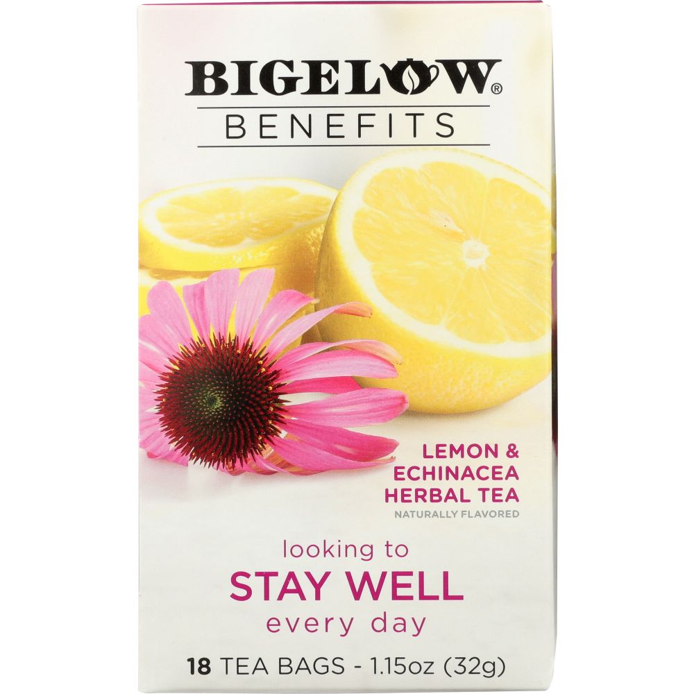 BIGELOW: Benefits Lemon and  Echinacea Herbal Tea 18 Bags, 1.15 oz
