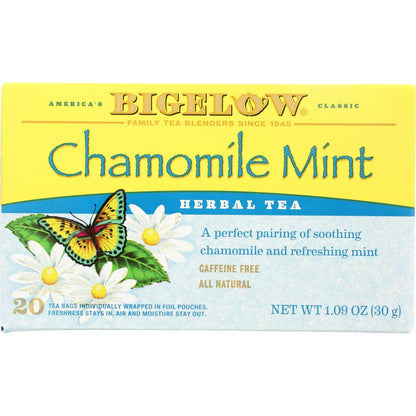BIGELOW: Chamomile Mint Herb Tea All Natural Caffeine Free 20 tea bags, 1.09 oz