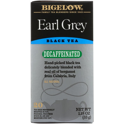 BIGELOW: Earl Grey Decaf Tea 20 Bags, 1.18 oz