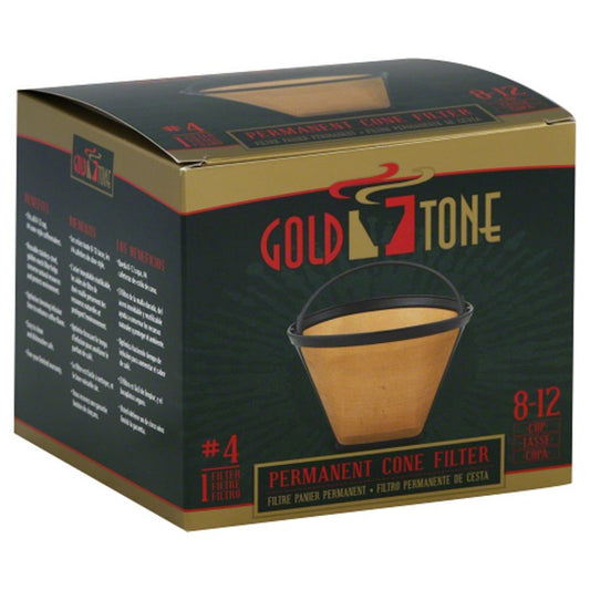 GOLD TONE: #4 Permanent Cone Coffee Filter 8-12 cup, 1 piece