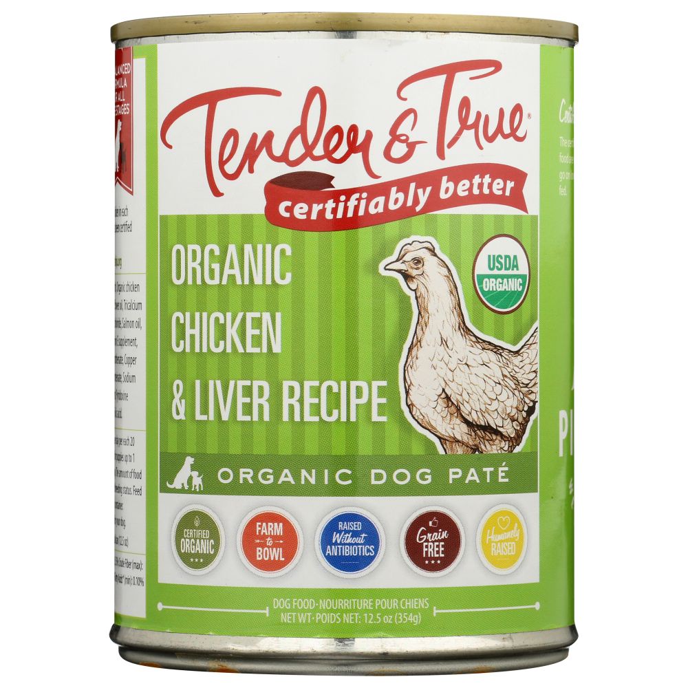 TENDER AND TRUE: Organic Chicken and Liver Canned Dog Food, 12.5 oz