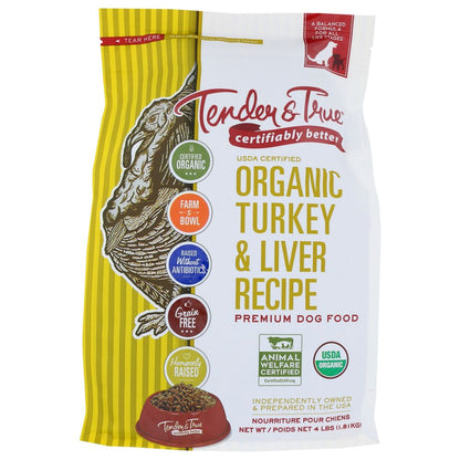 TENDER AND TRUE: Organic Turkey and Liver Dry Dog Food, 4 lb