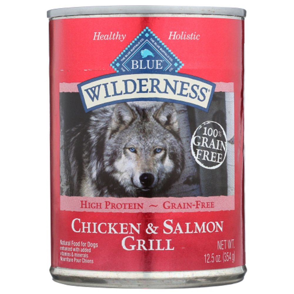 BLUE BUFFALO: Wilderness Adult Dog Food Salmon and Chicken Grill, 12.50 oz